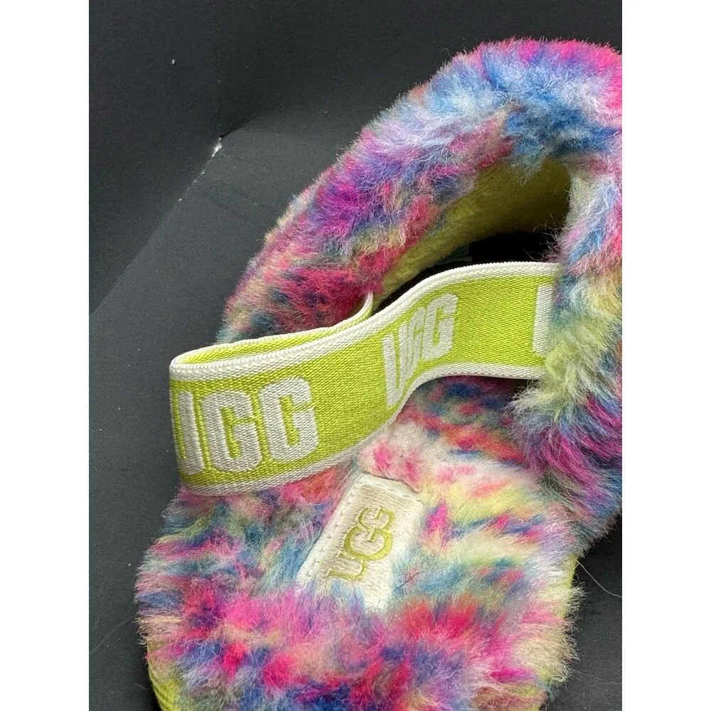 UGG Fluff Yeah Girl’s US 10 Faux Fur Slippers Tie Dye Multicolor (Bx 5)